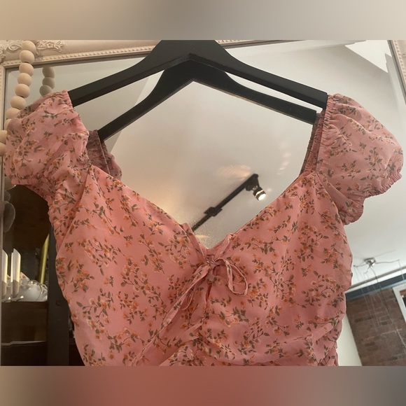 Pink Floral Tiger Mist Rouched Dress - Size Small - Picture 3 of 5